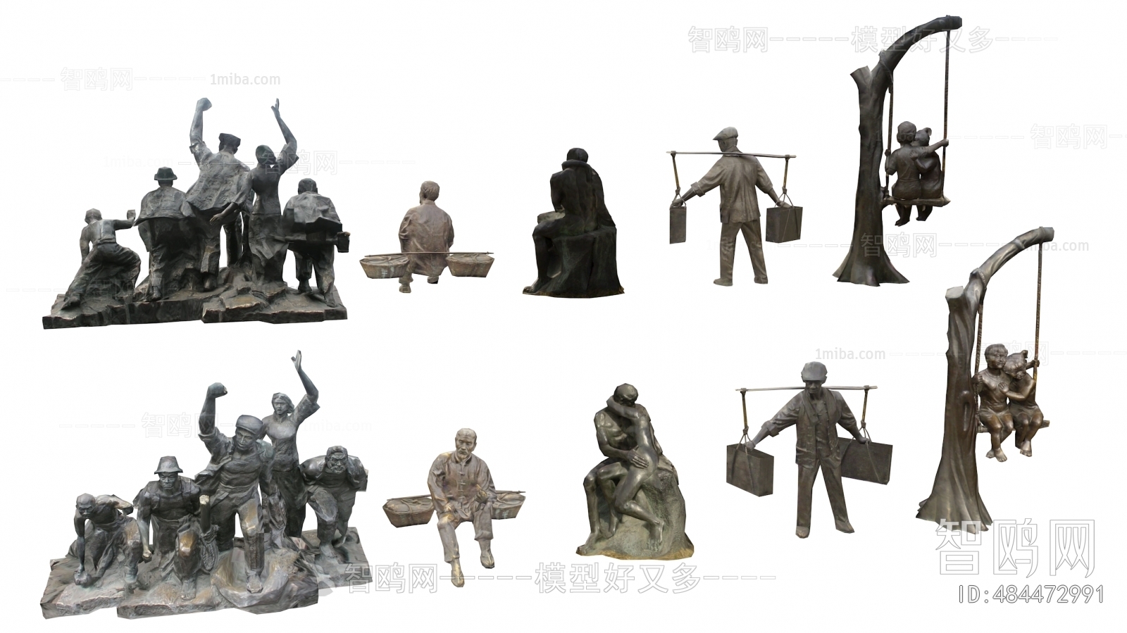 中式汉口江滩雕塑铜人
