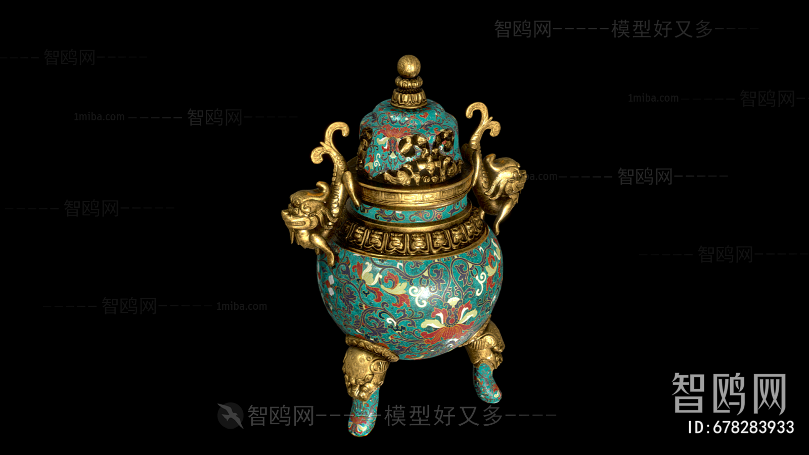 中式黄铜珐琅艺术品