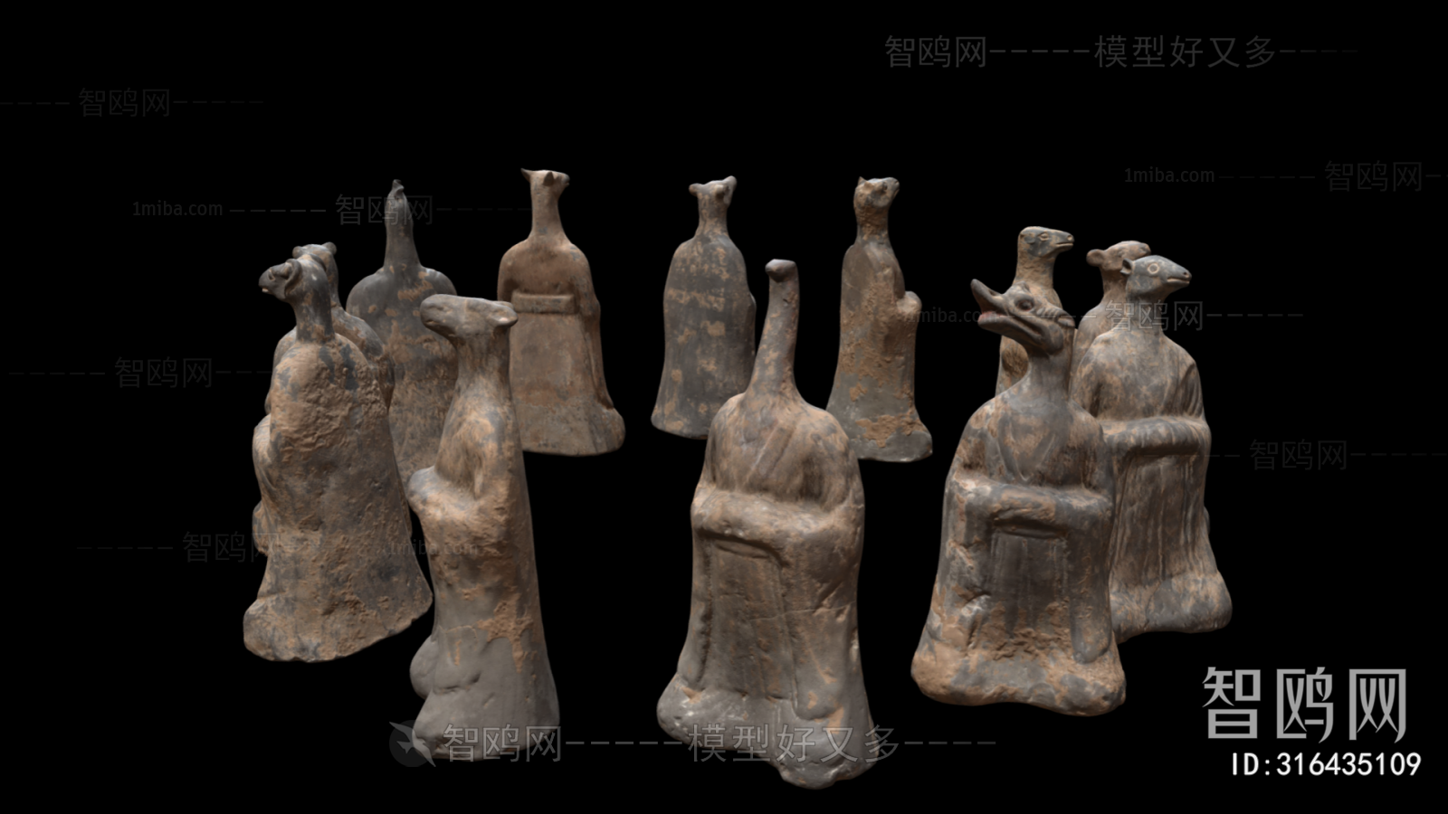 中式十二生肖雕塑