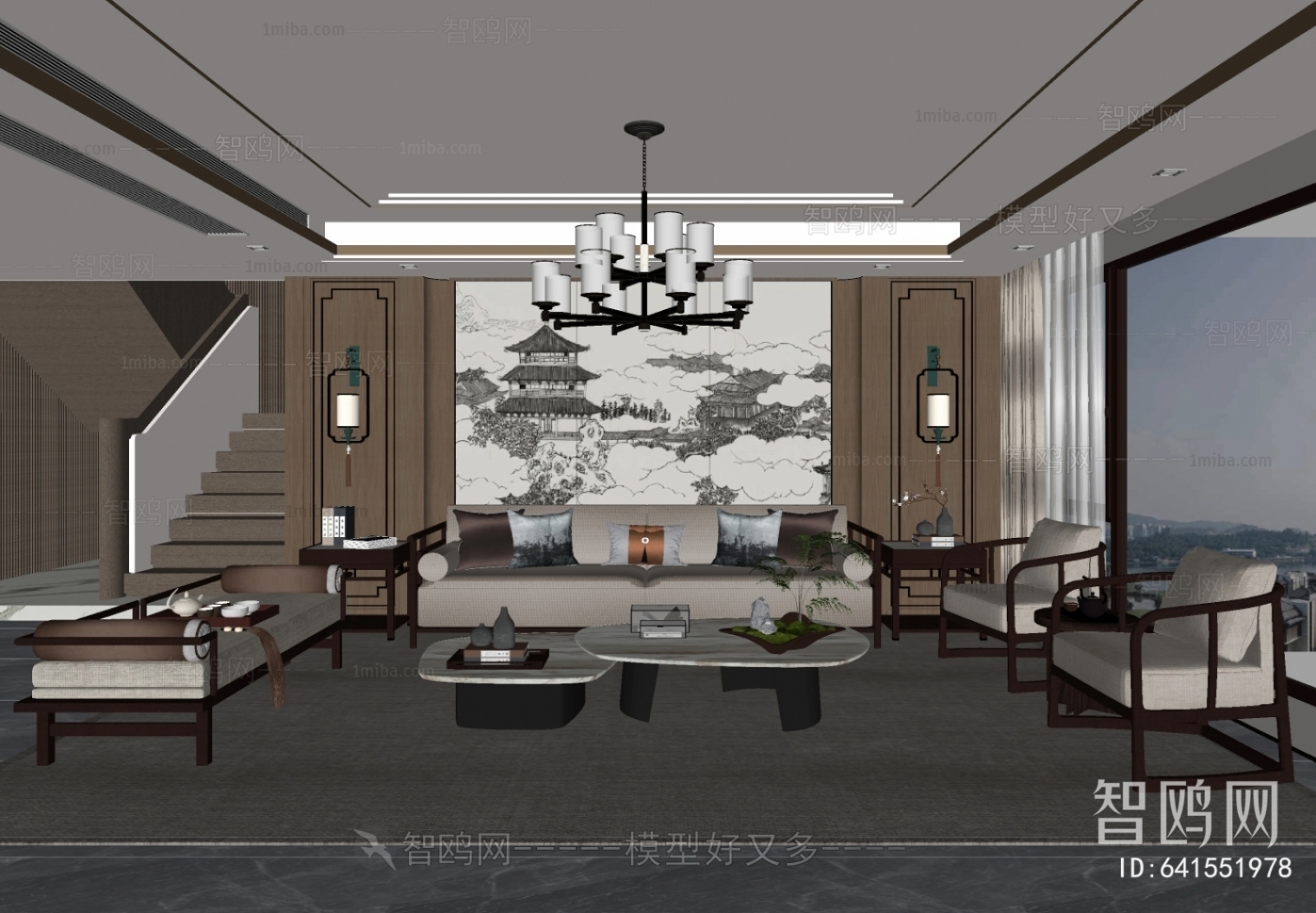 New Chinese Style A Living Room