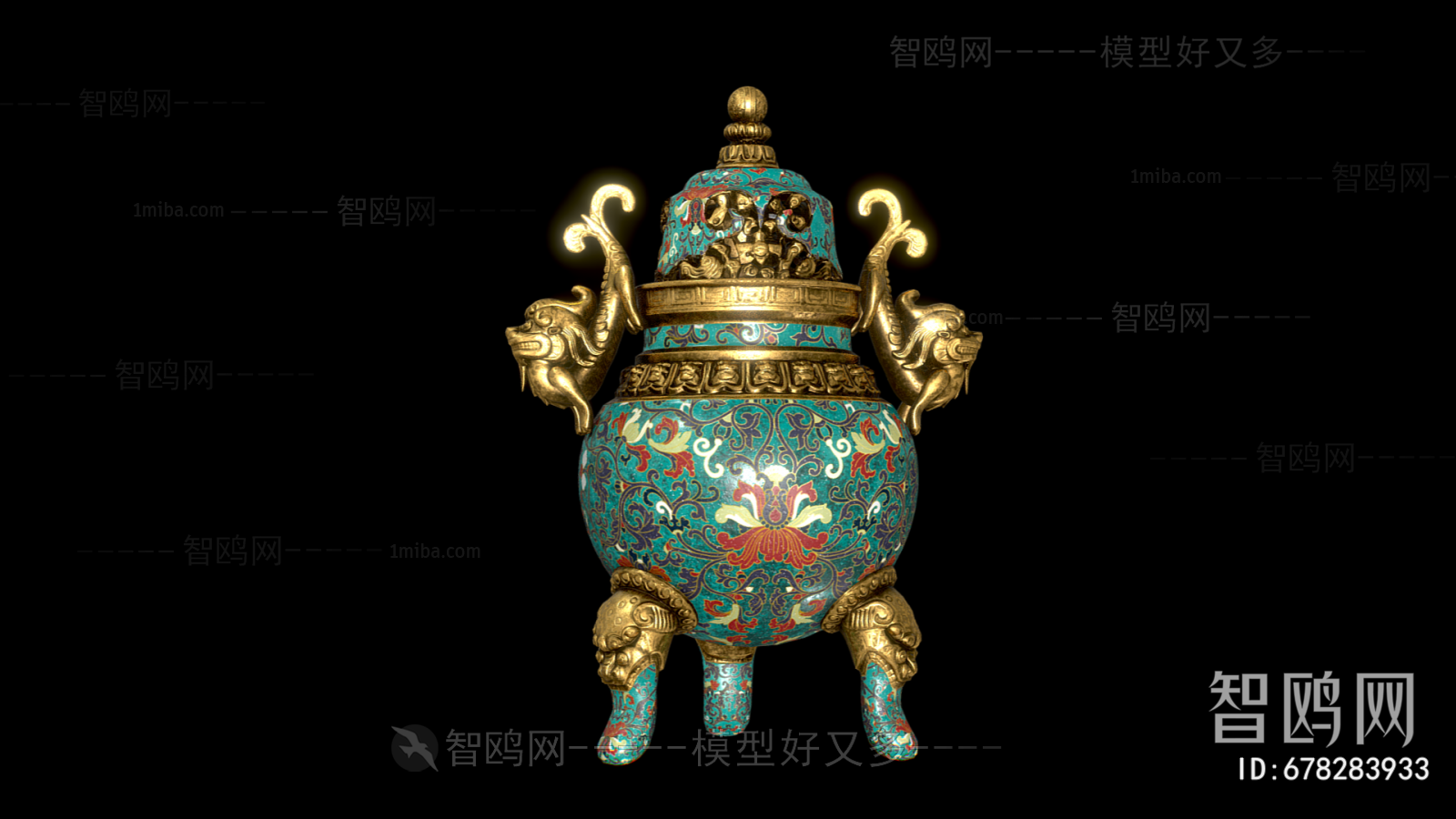 中式黄铜珐琅艺术品
