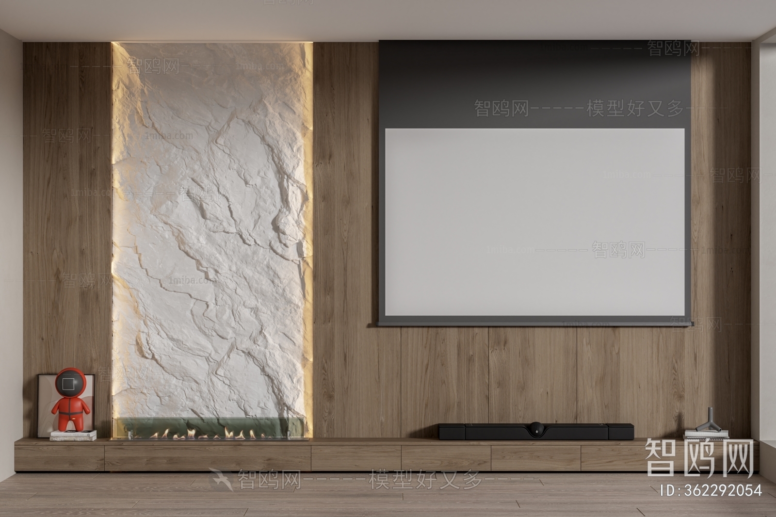 现代电视毛石背景墙