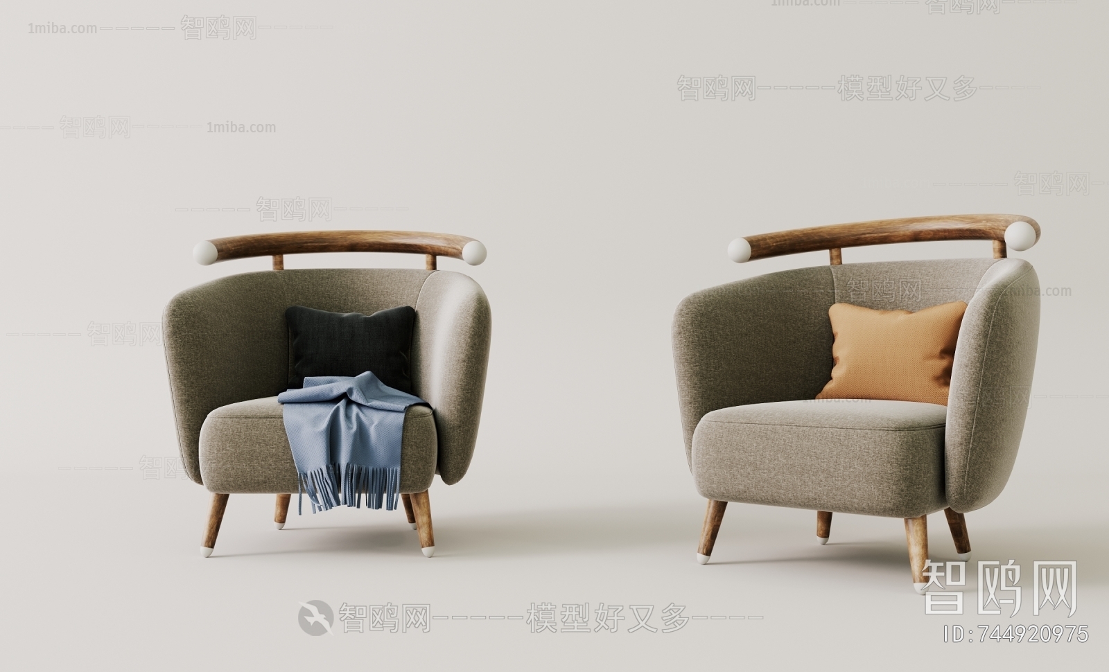 Modern Wabi-sabi Style Single Sofa