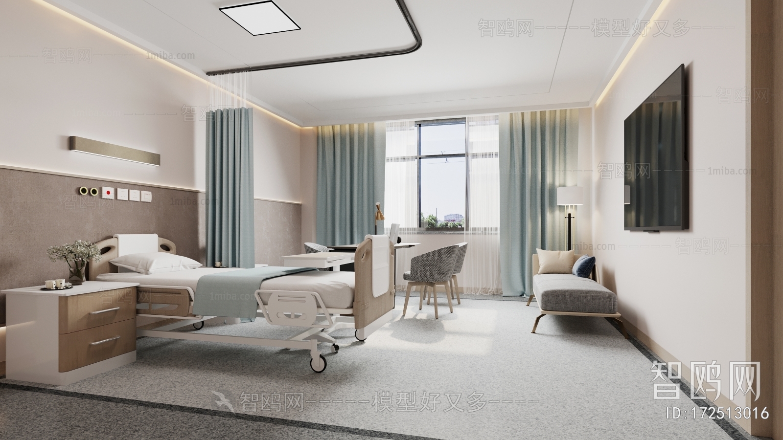 现代医院病房3D模型下载