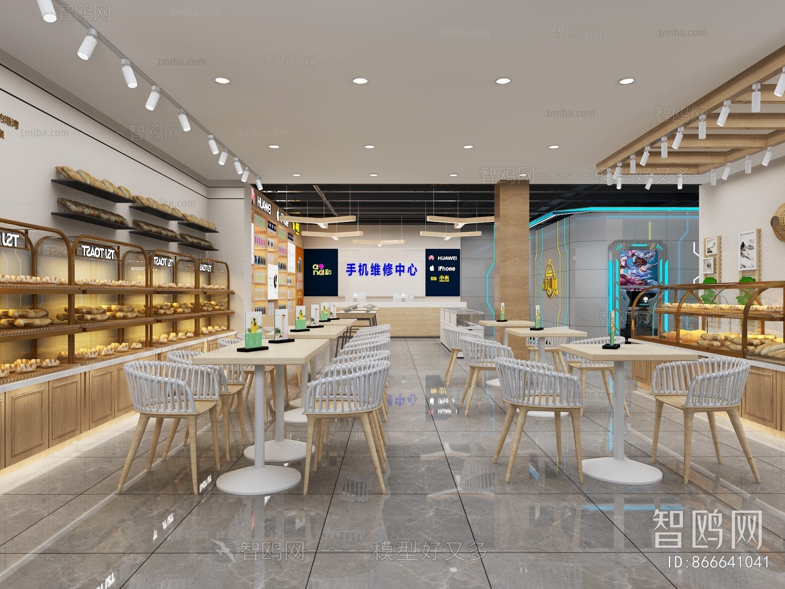 多场景-现代网吧网咖+面包甜品店