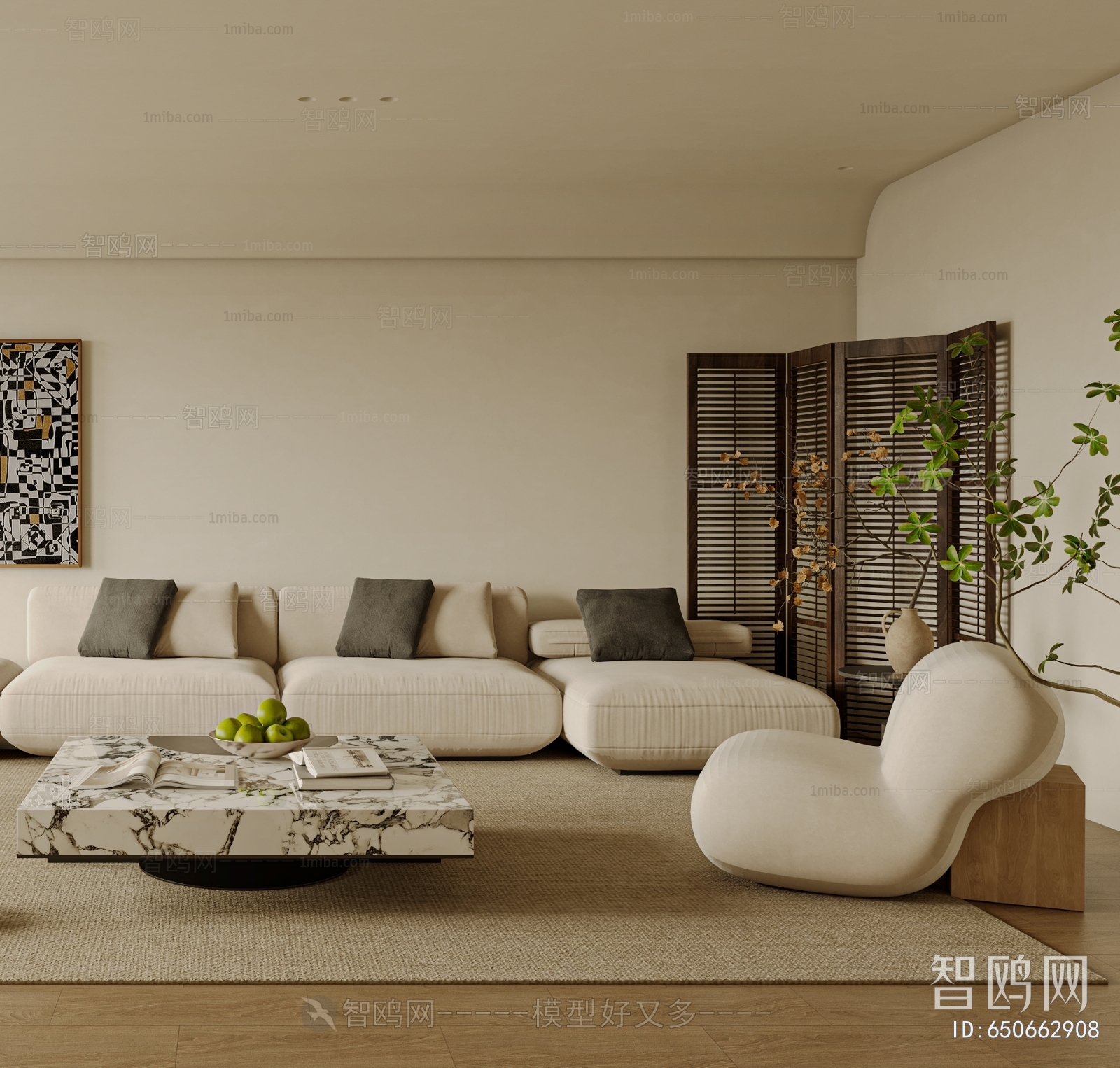 Modern Wabi-sabi Style A Living Room