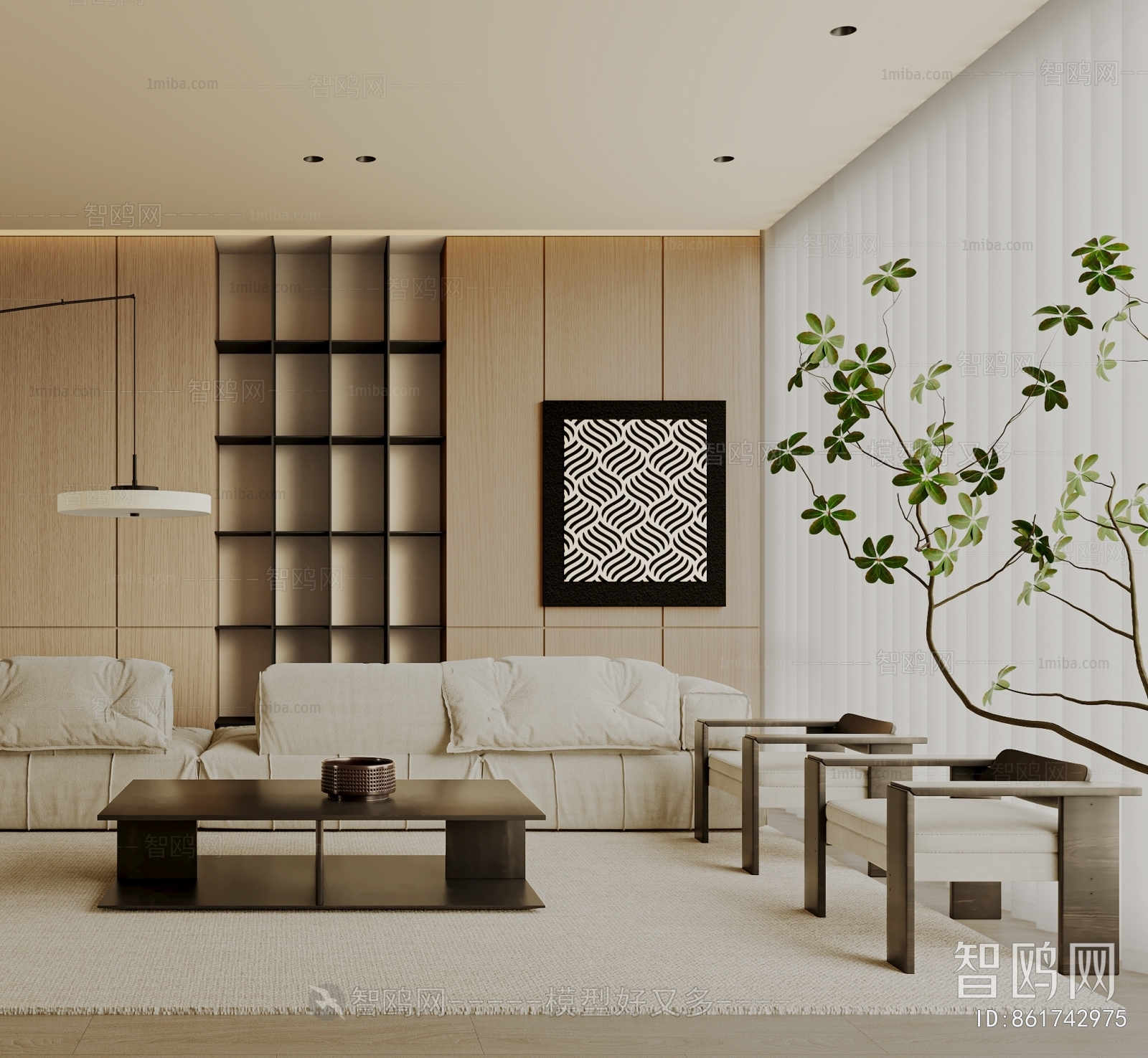 Modern Wabi-sabi Style A Living Room