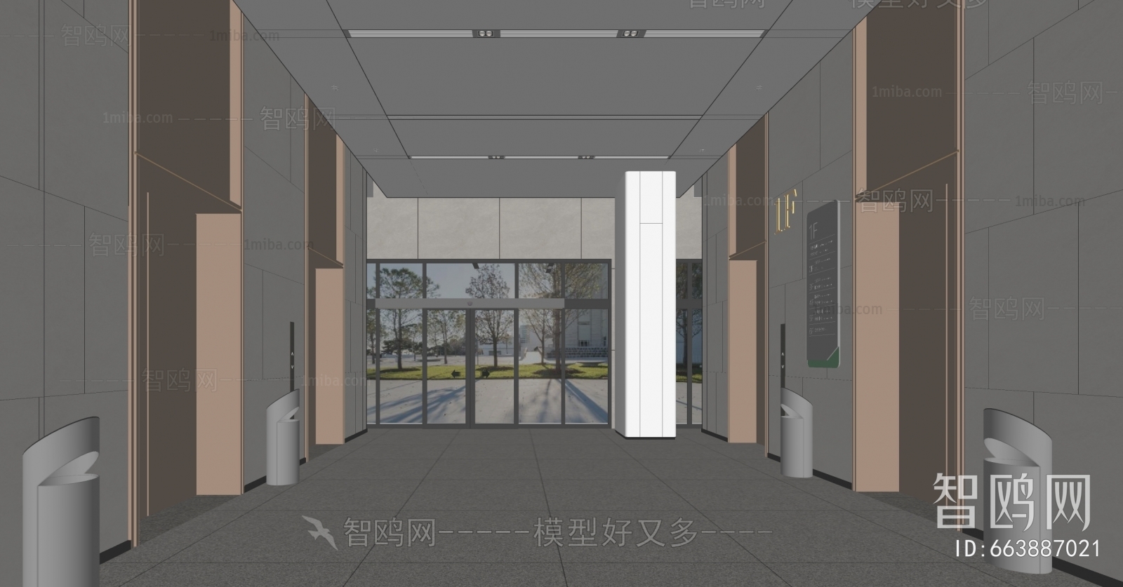 Modern Office Elevator Hall