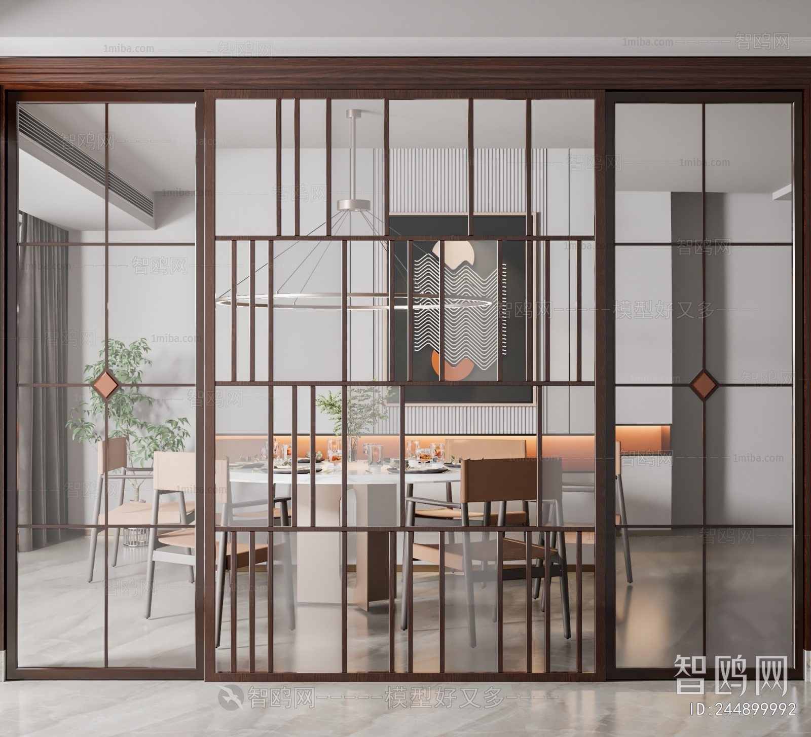 New Chinese Style Glass Screen Partition