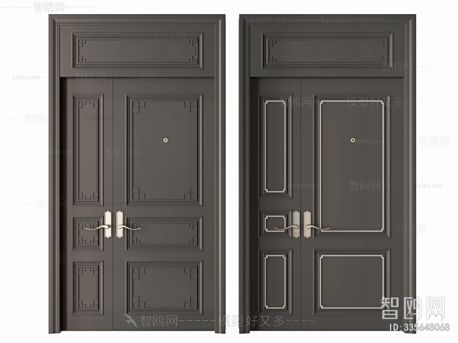 New Chinese Style Unequal Double Door