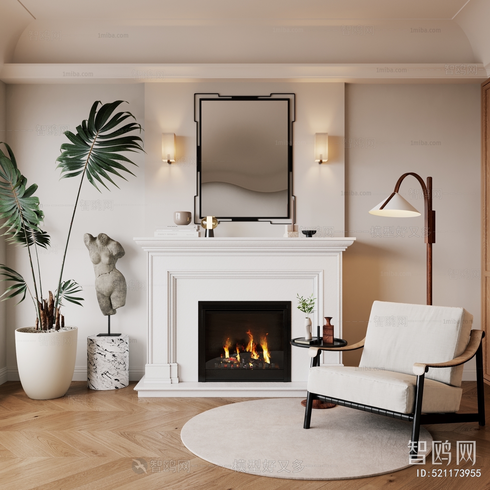 French Style Wabi-sabi Style Fireplace