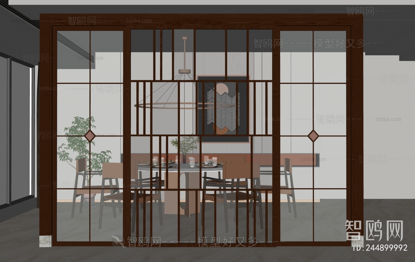 New Chinese Style Glass Screen Partition