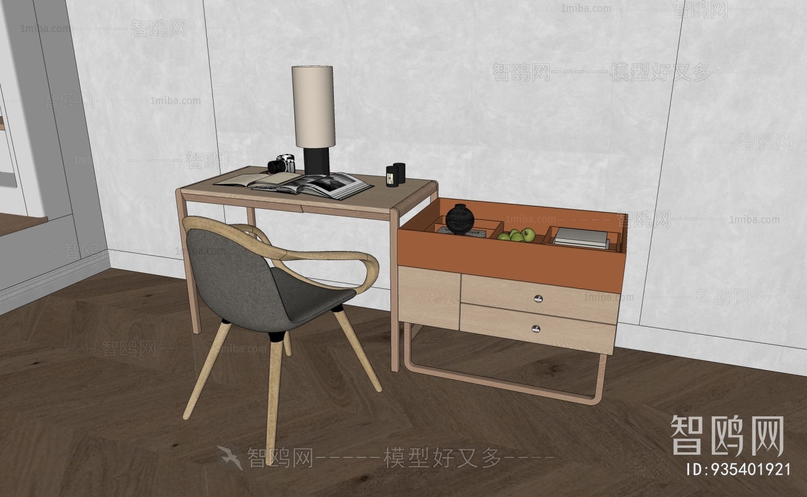 Wabi-sabi Style Computer Desk And Chair