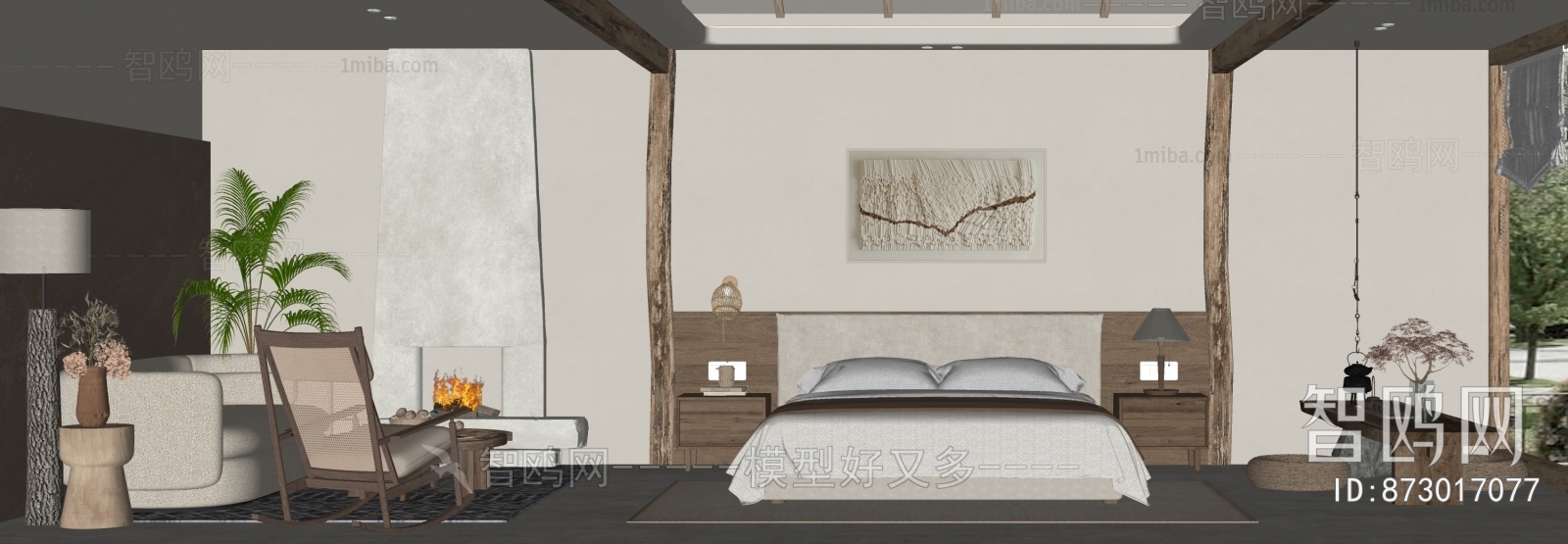 Wabi-sabi Style Guest Room