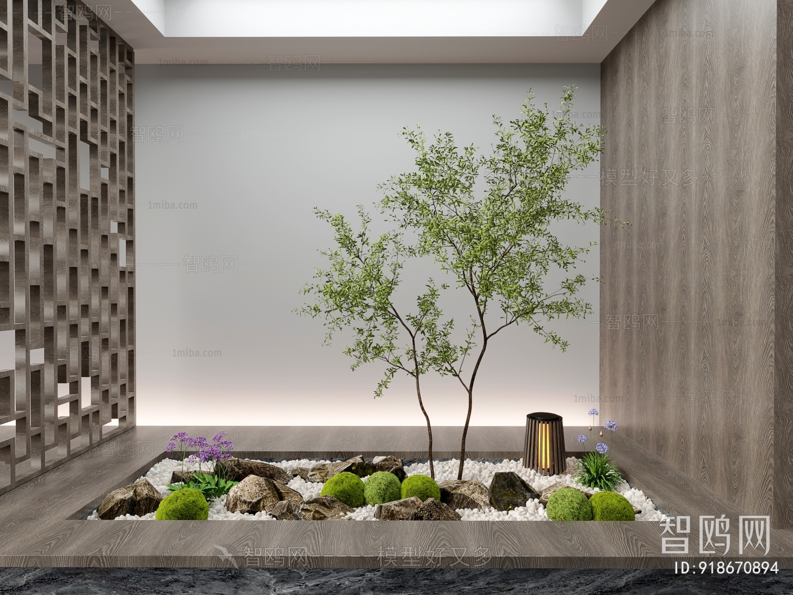 现代新中式景观植物小品3D模型下载