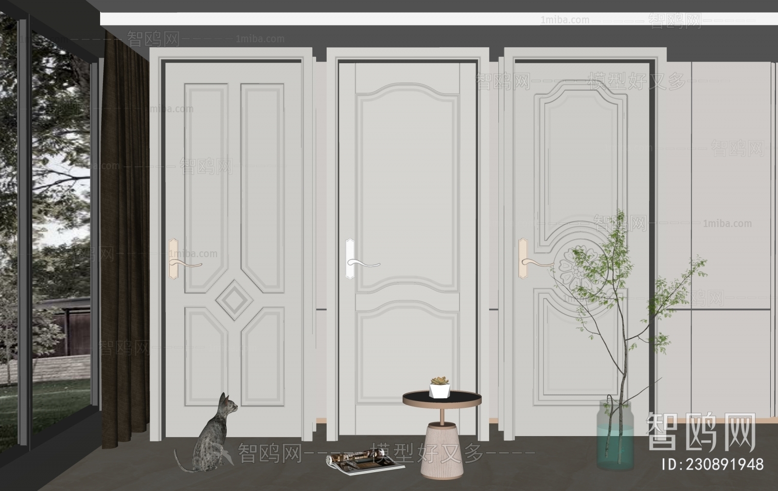 Simple European Style Single Door