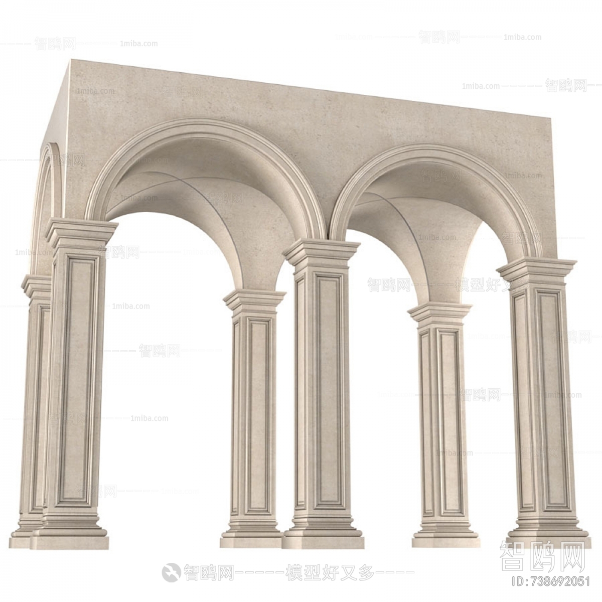 欧式拱形圆顶天花 罗马柱 拱形门洞
