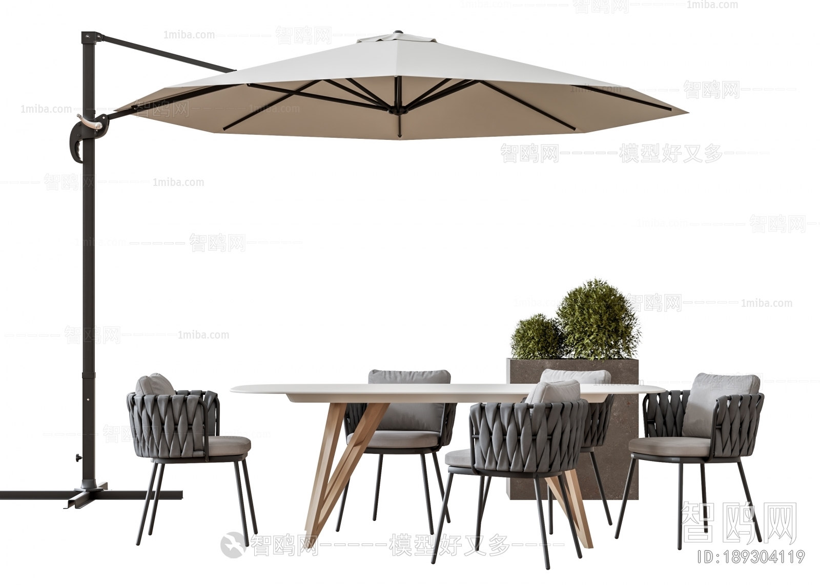 现代户外桌椅遮阳伞组合