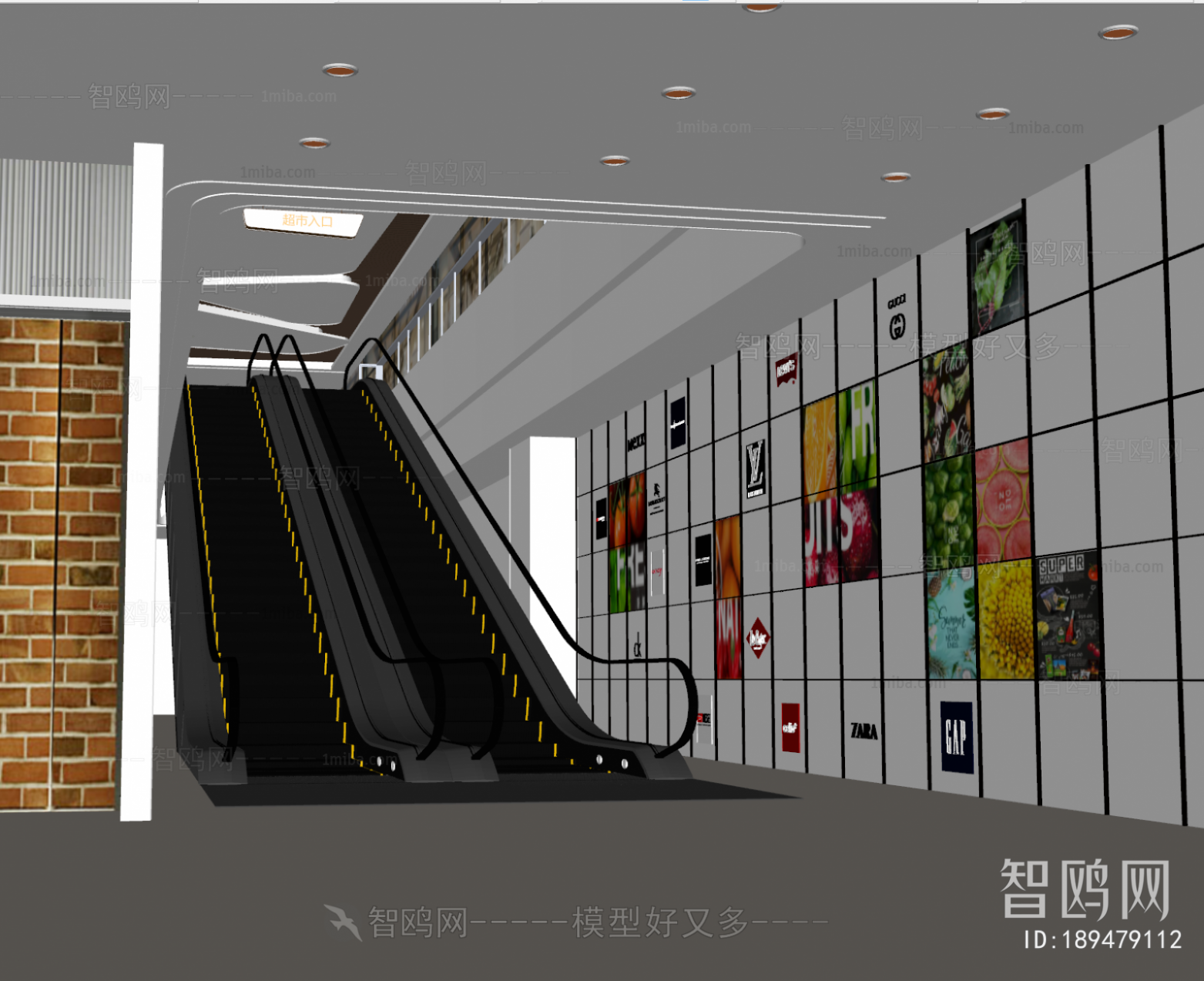 现代商场超市电梯3D模型下载