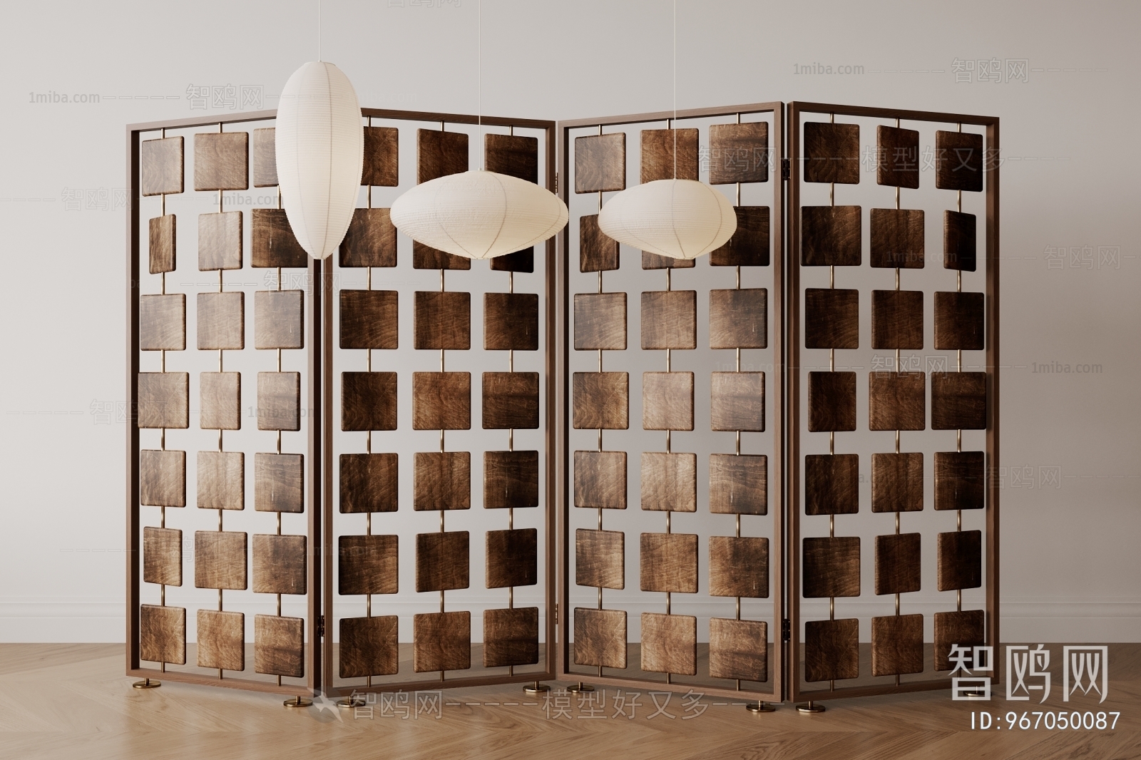 Wabi-sabi Style Wooden Screen Partition