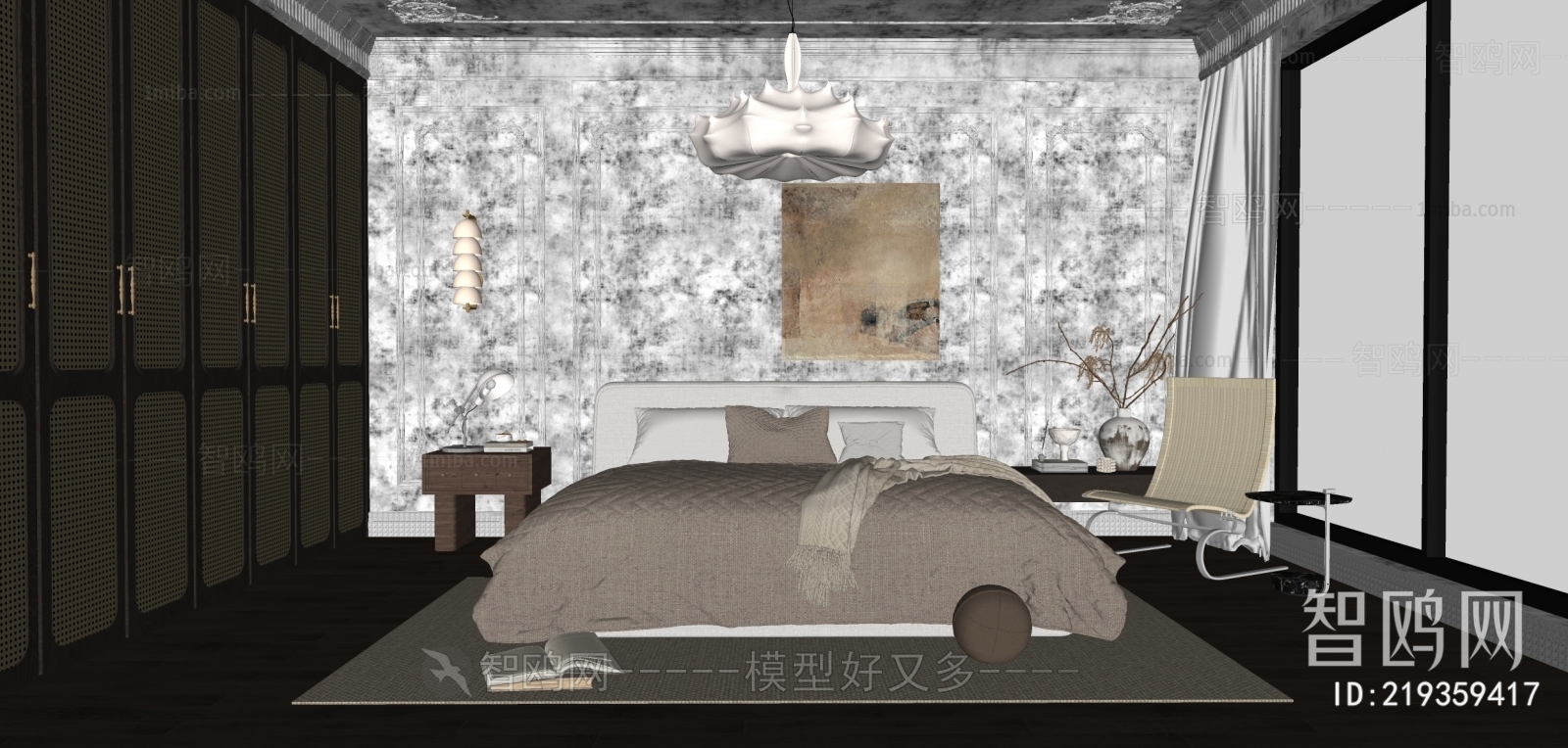 French Style Wabi-sabi Style Bedroom