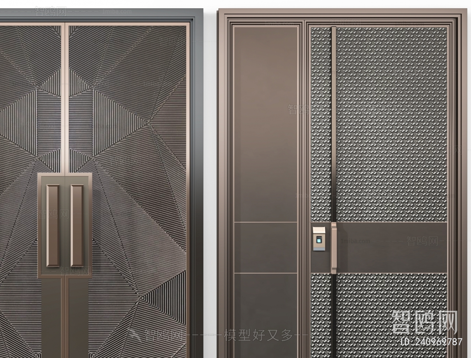 新中式铜门 双开门组合