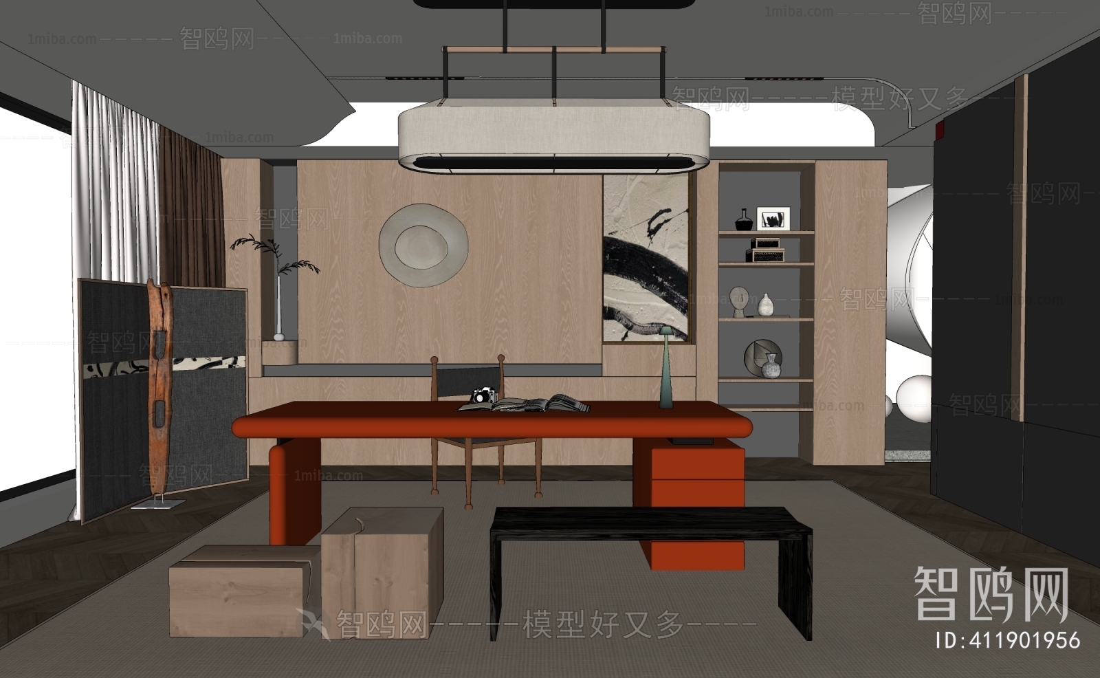 Modern Wabi-sabi Style Study Space
