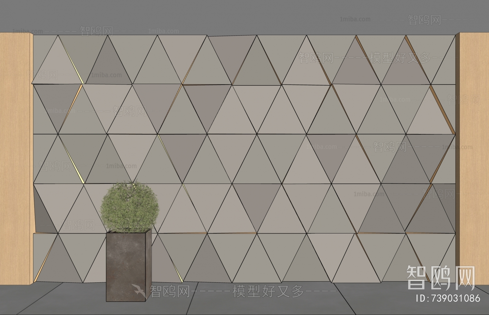 现代三角形造型背景墙