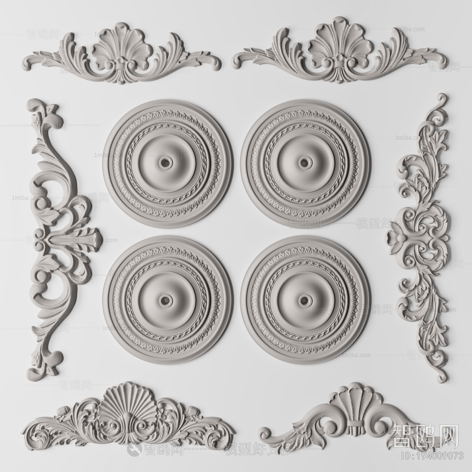 European Style Plaster Carved Top Plate