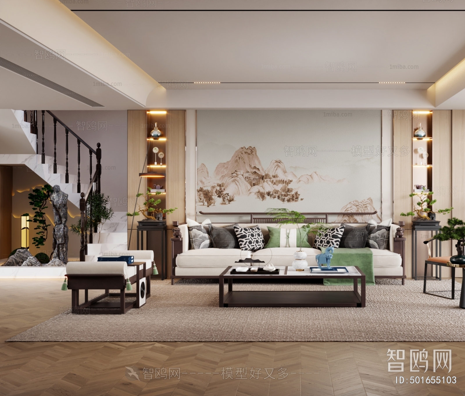 New Chinese Style A Living Room