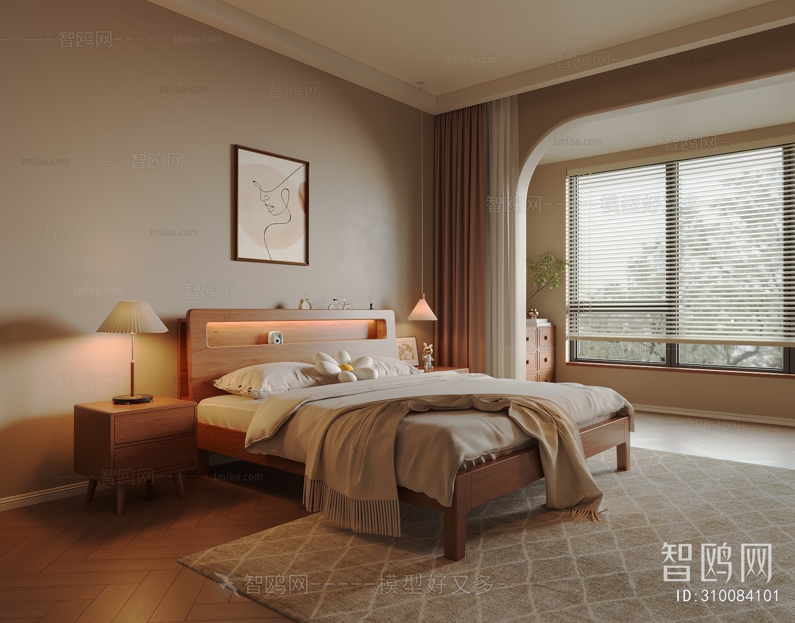 Retro Style Wabi-sabi Style Bedroom
