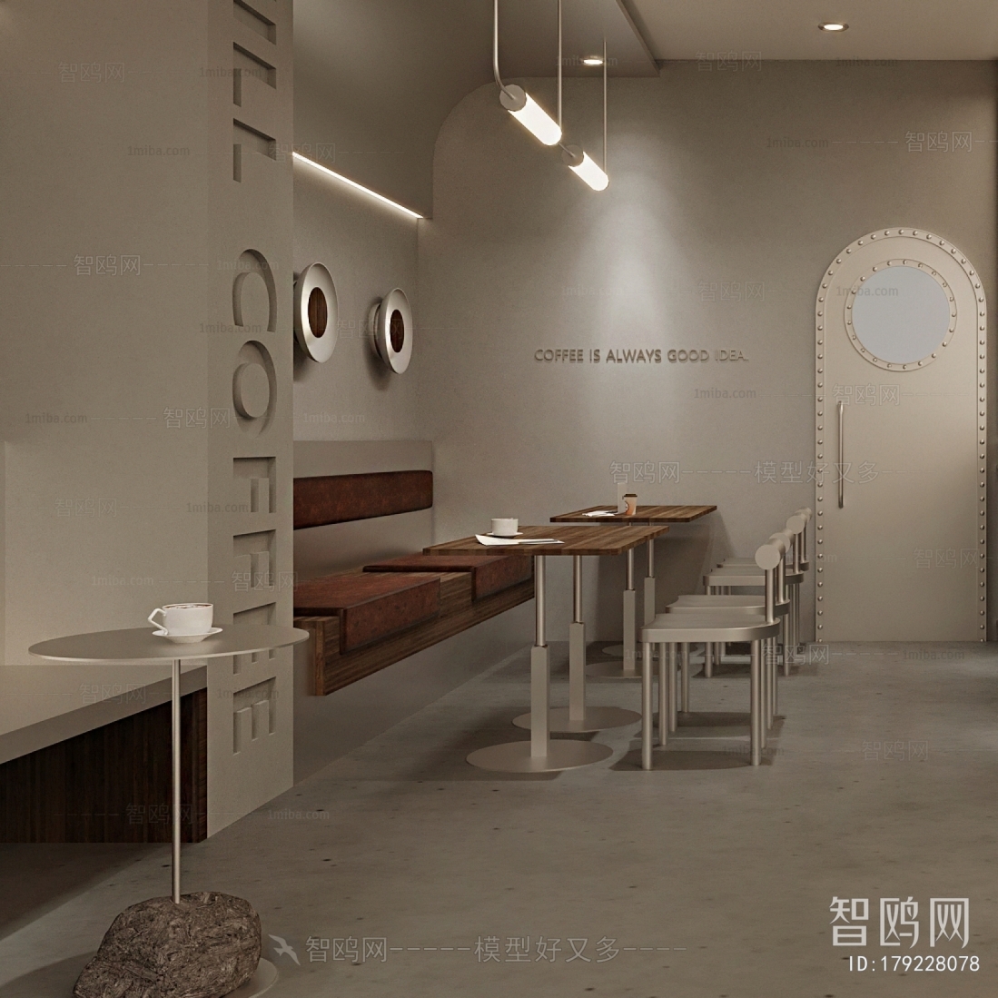 工业风咖啡店，奶茶店3D模型下载