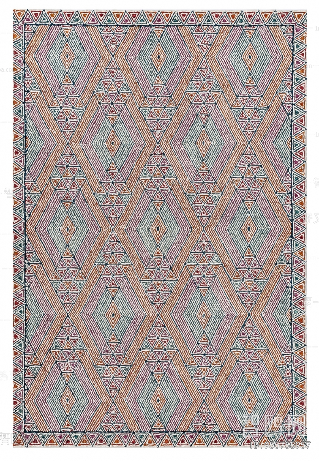 欧式简约纹理方形地毯贴图