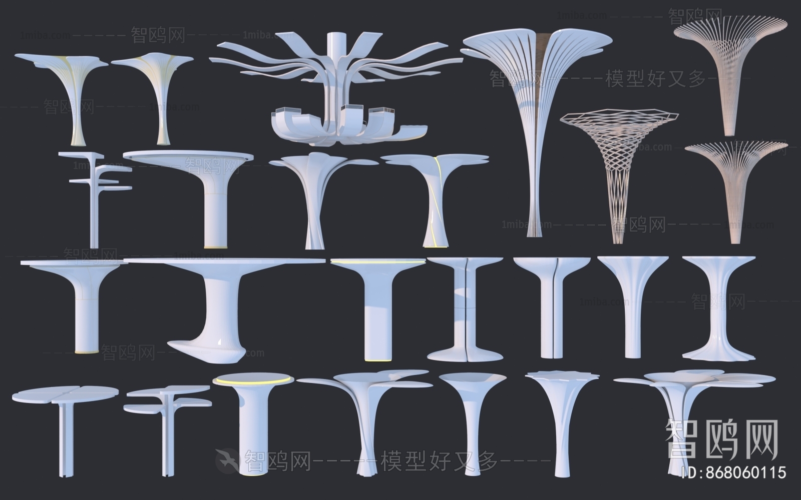 现代异形柱子组合