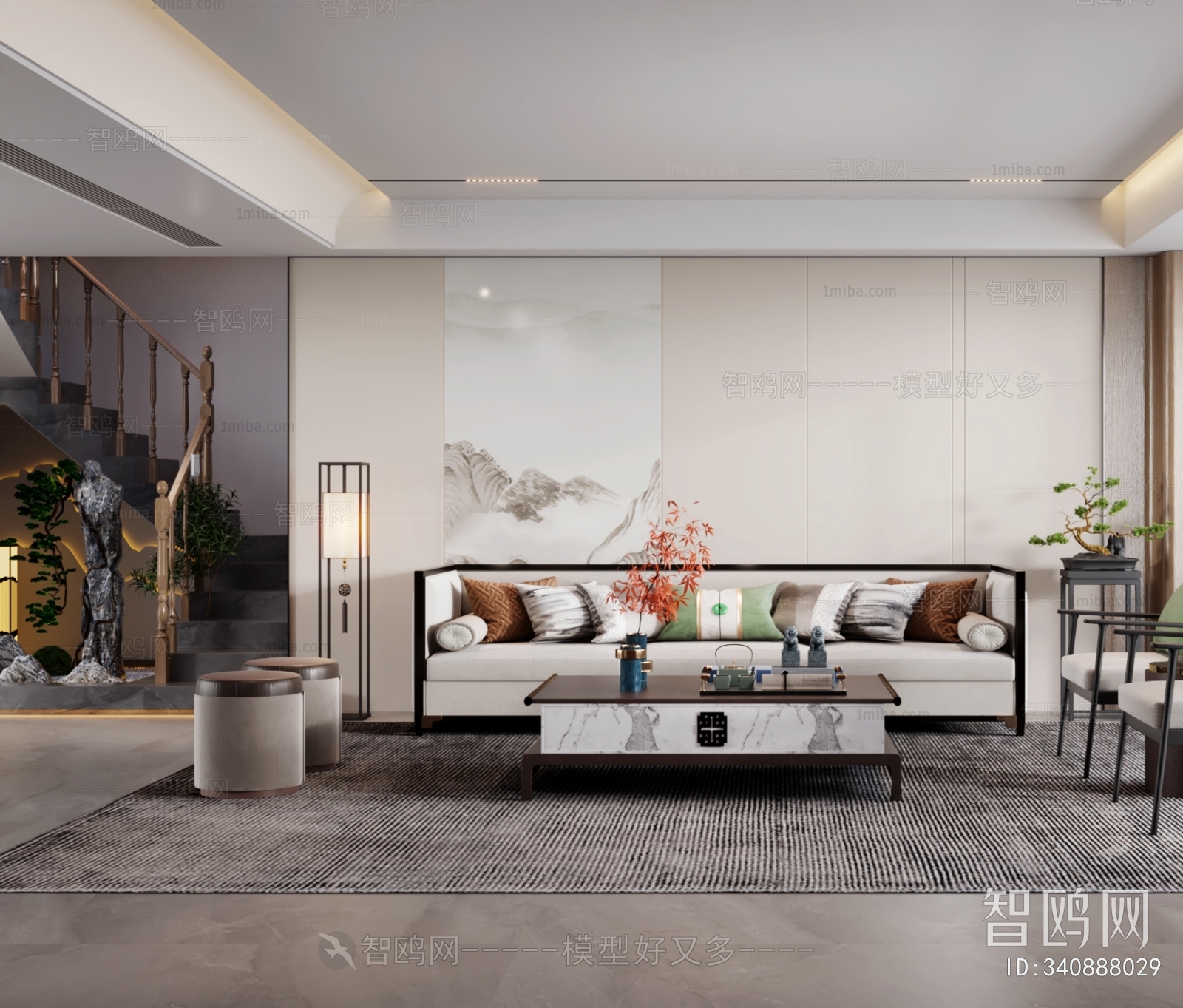 New Chinese Style A Living Room