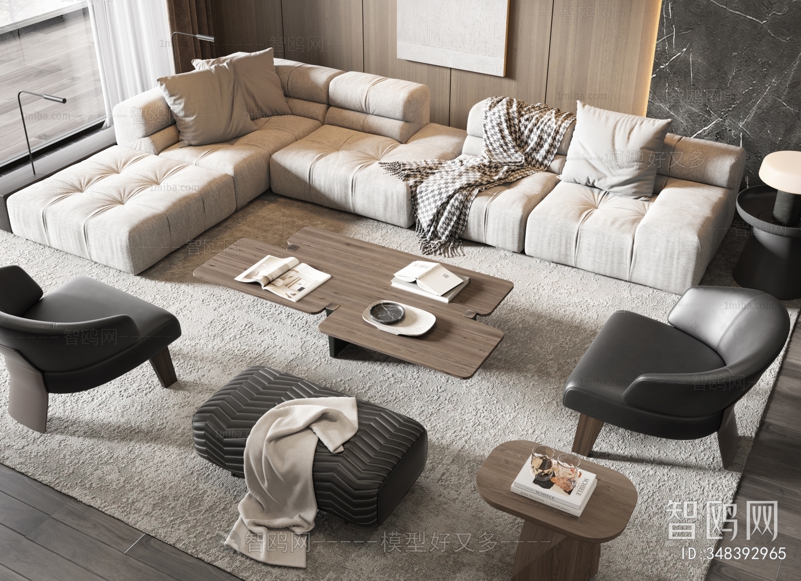 Minotti现代沙发茶几组合3D模型下载