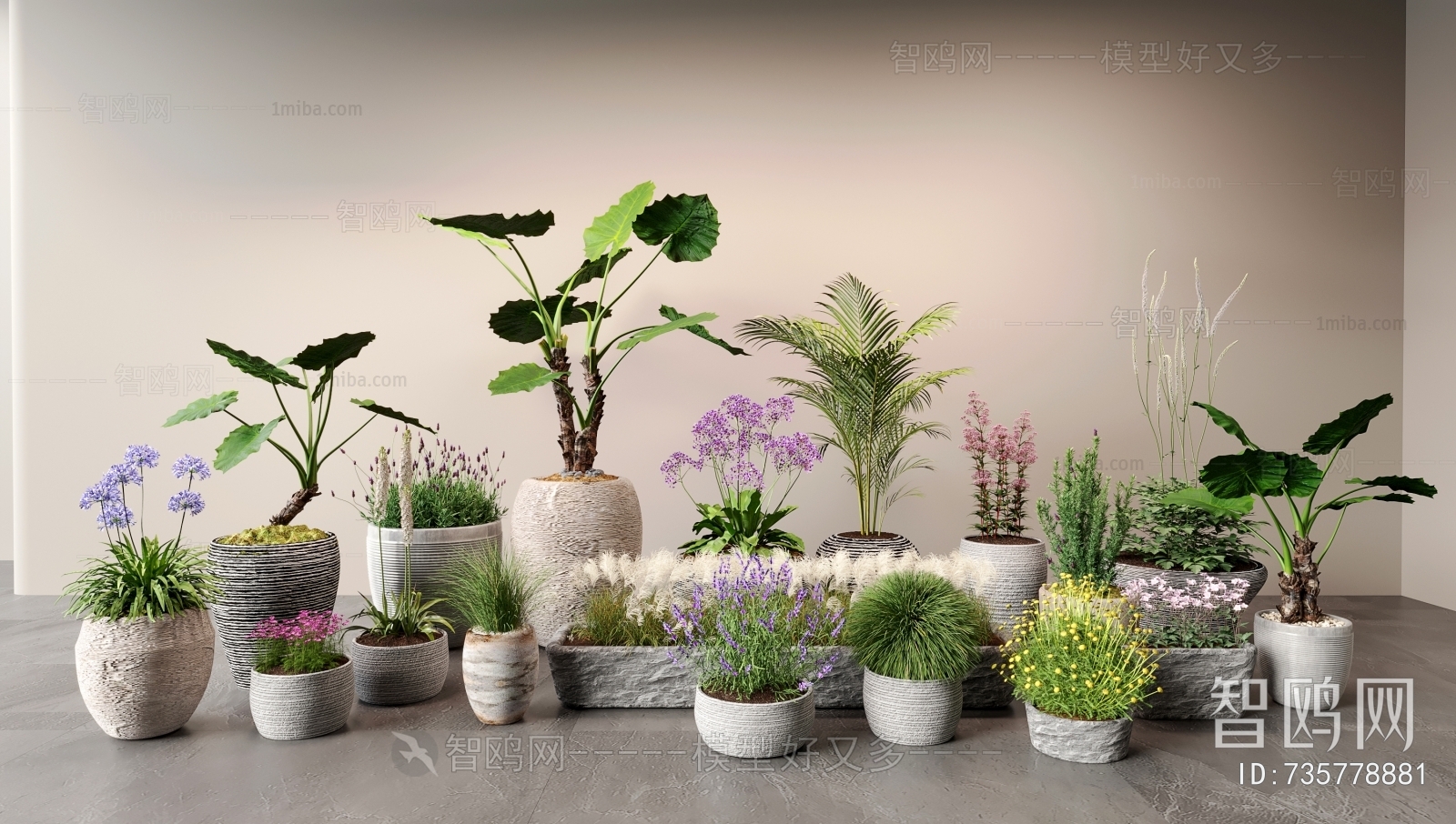 Modern Ground Green Plant Potted Plants