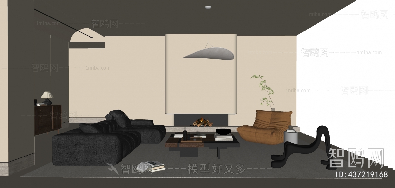 Modern Wabi-sabi Style A Living Room