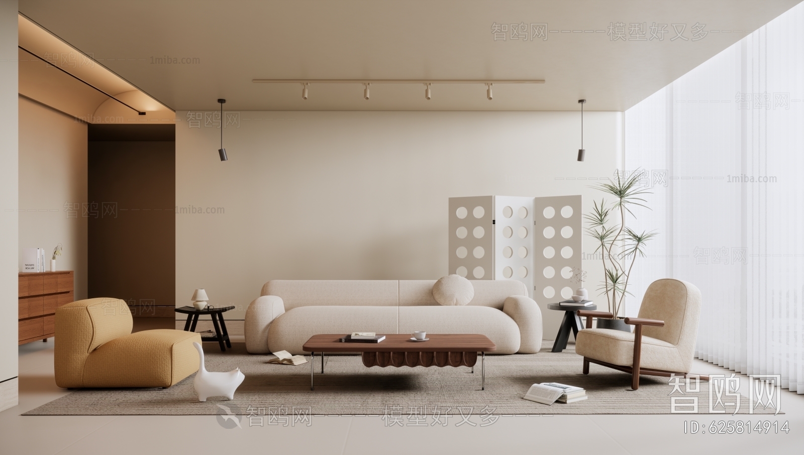 Modern Wabi-sabi Style A Living Room