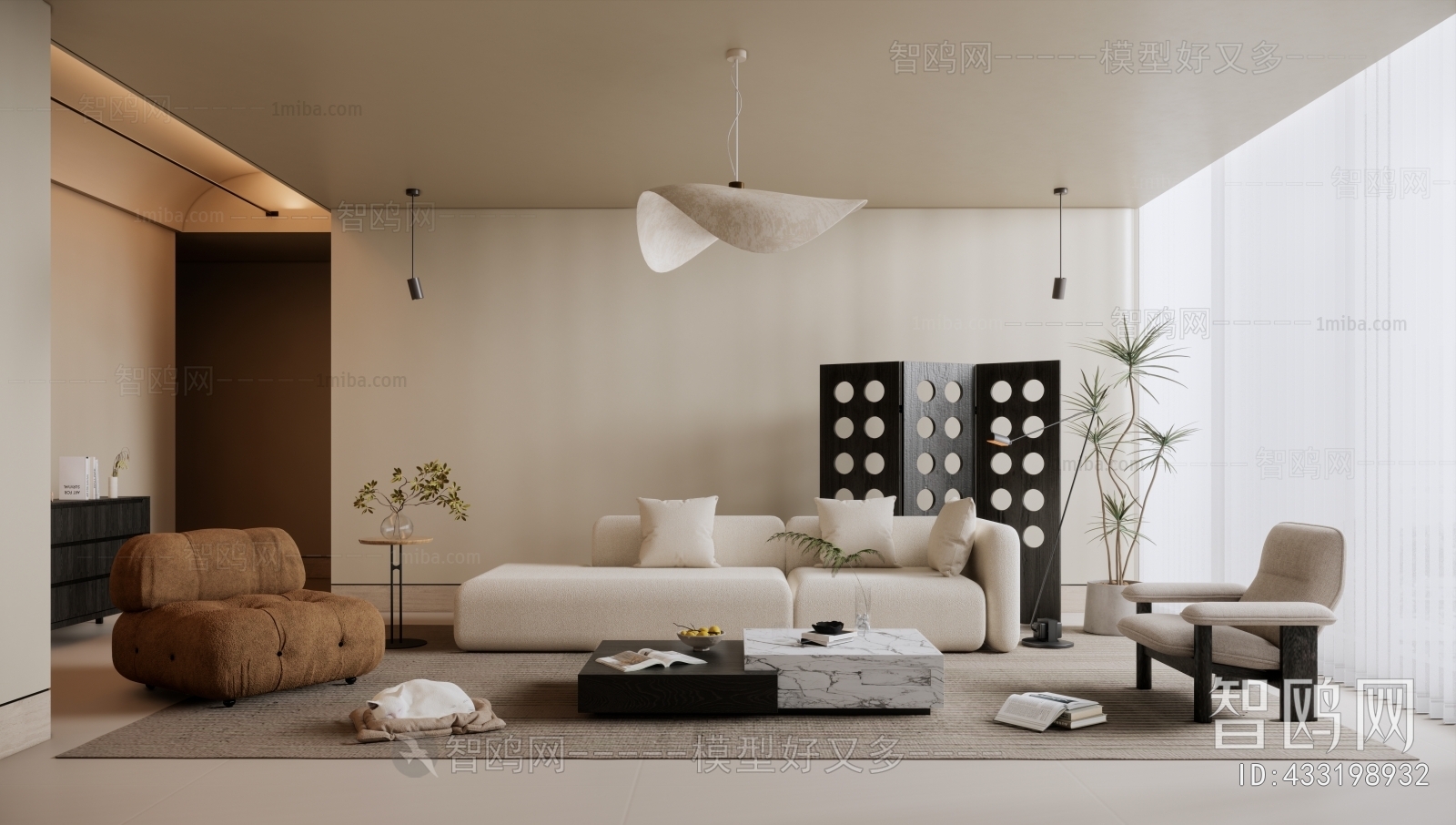 Modern Wabi-sabi Style A Living Room