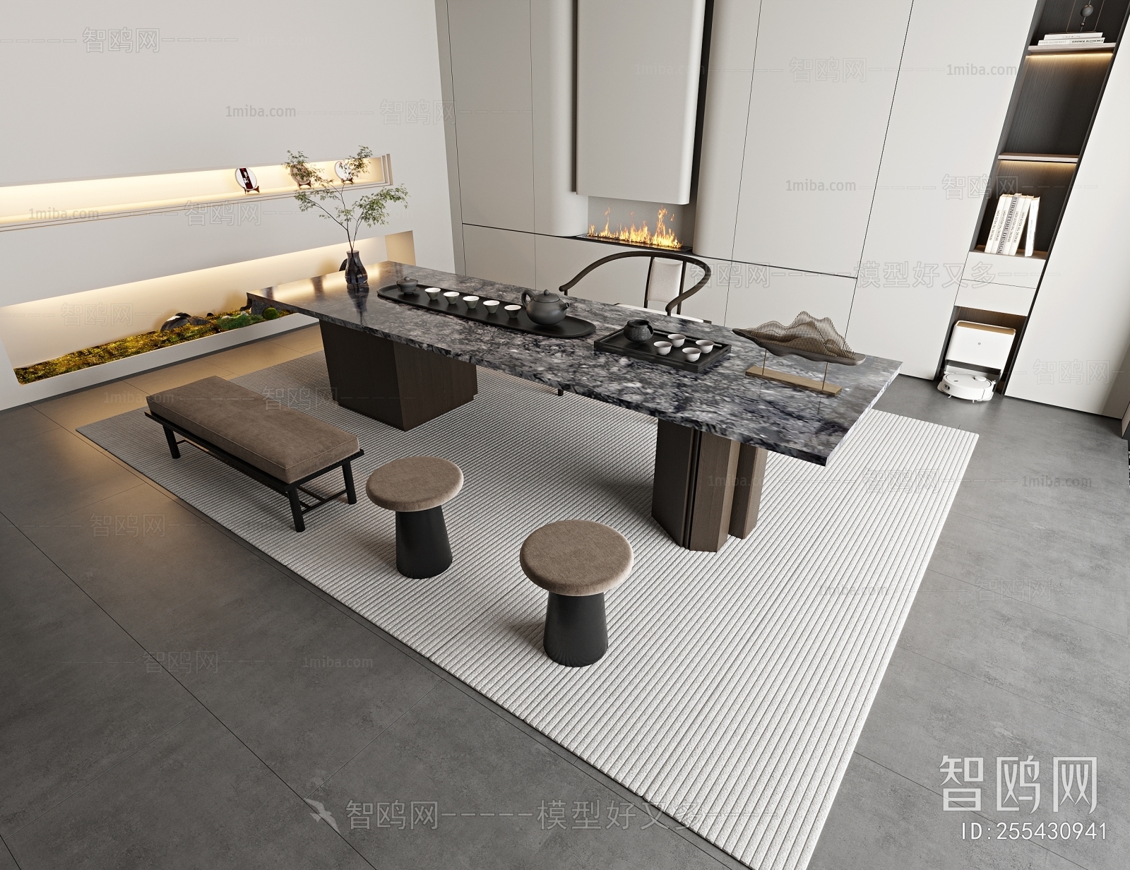 现代新中式茶桌椅组合