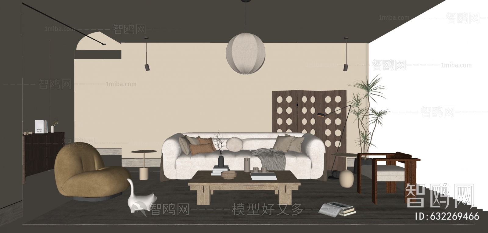 Modern Wabi-sabi Style A Living Room