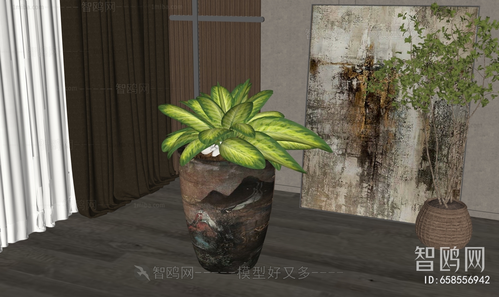 Modern Ground Green Plant Potted Plants