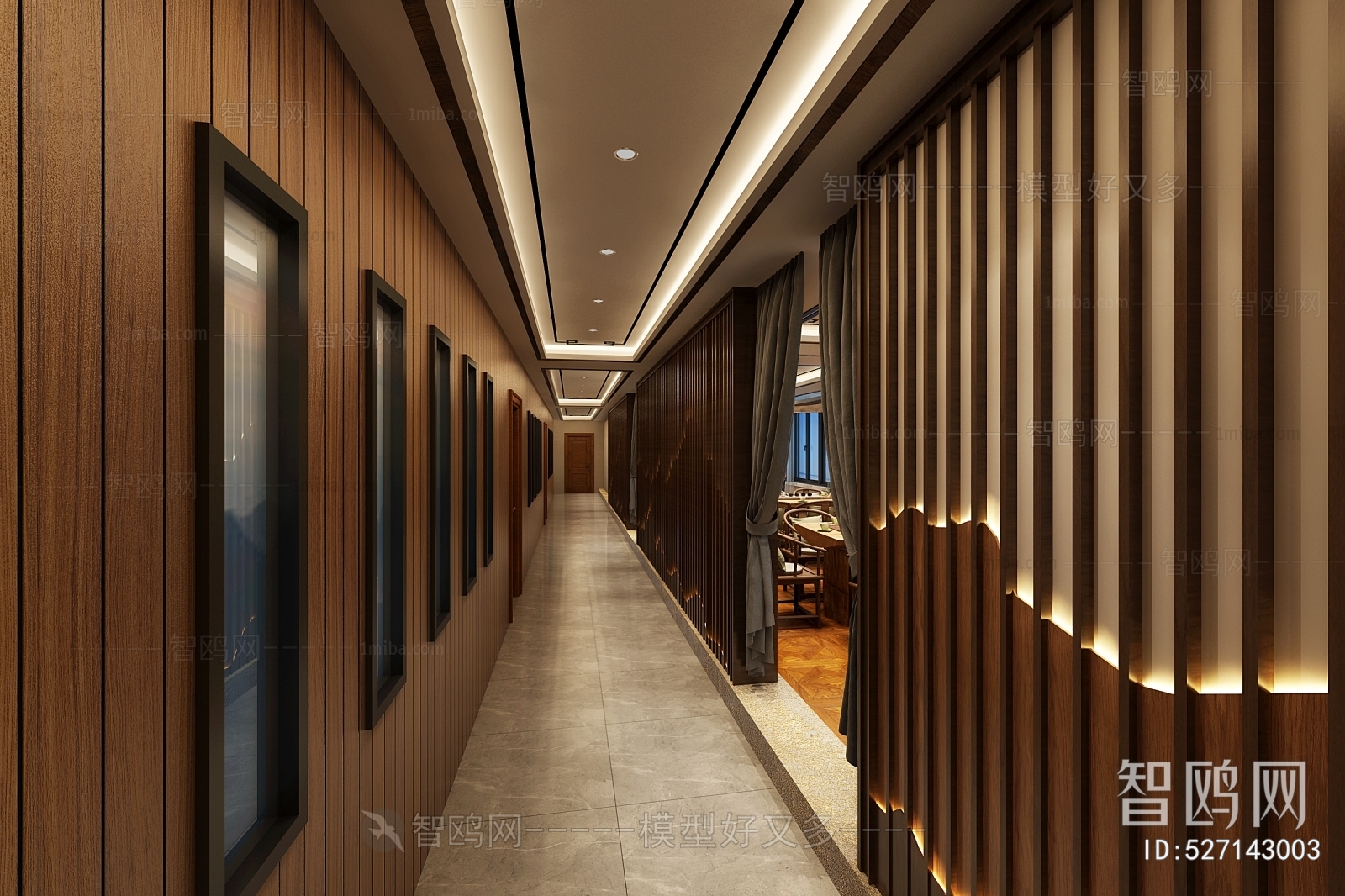 新中式酒店餐厅走廊