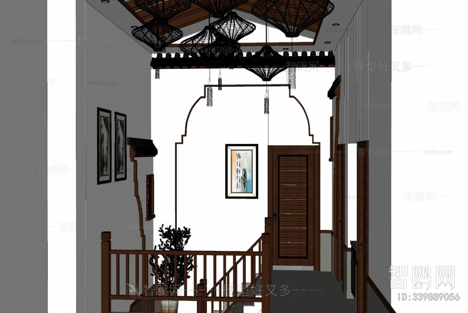 中式餐厅楼梯间