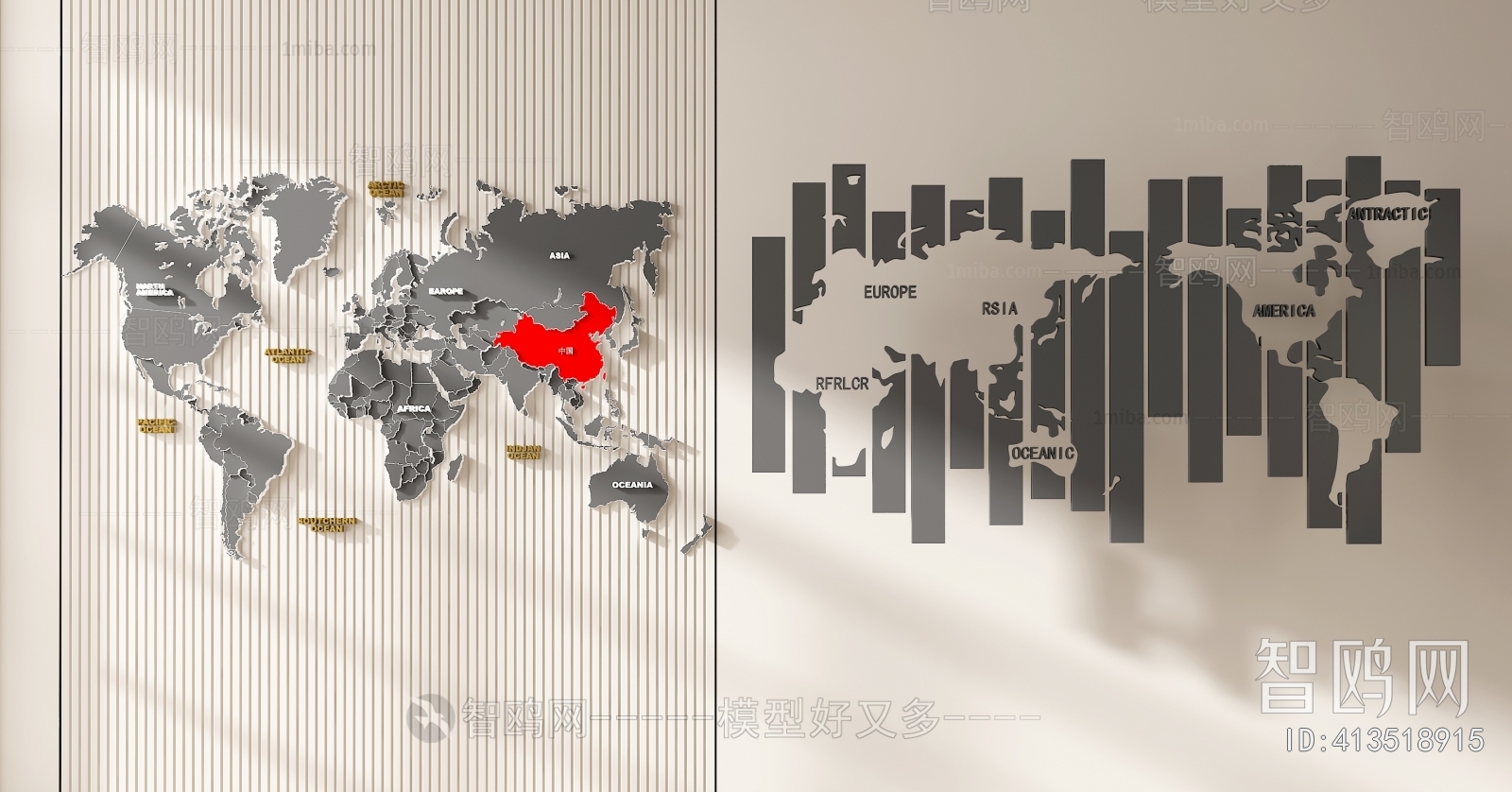 现代立体世界地图墙饰挂件