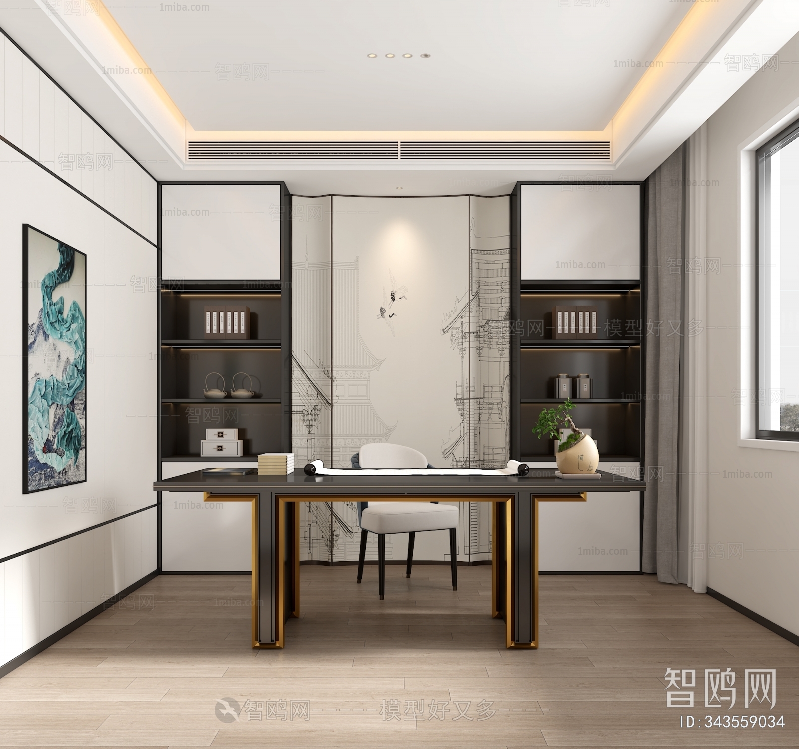 New Chinese Style Study Space