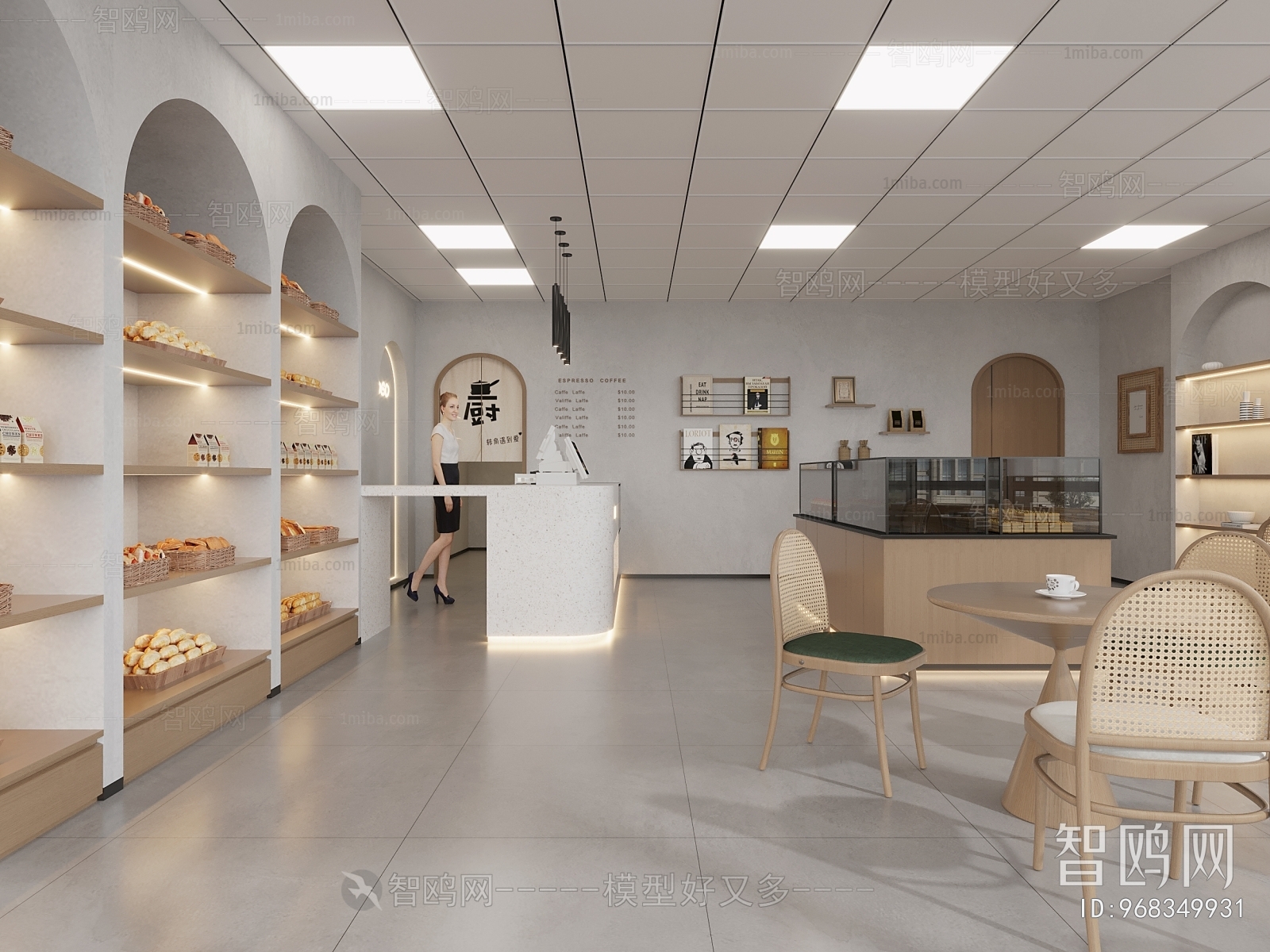 现代甜品店 展示柜3D模型下载