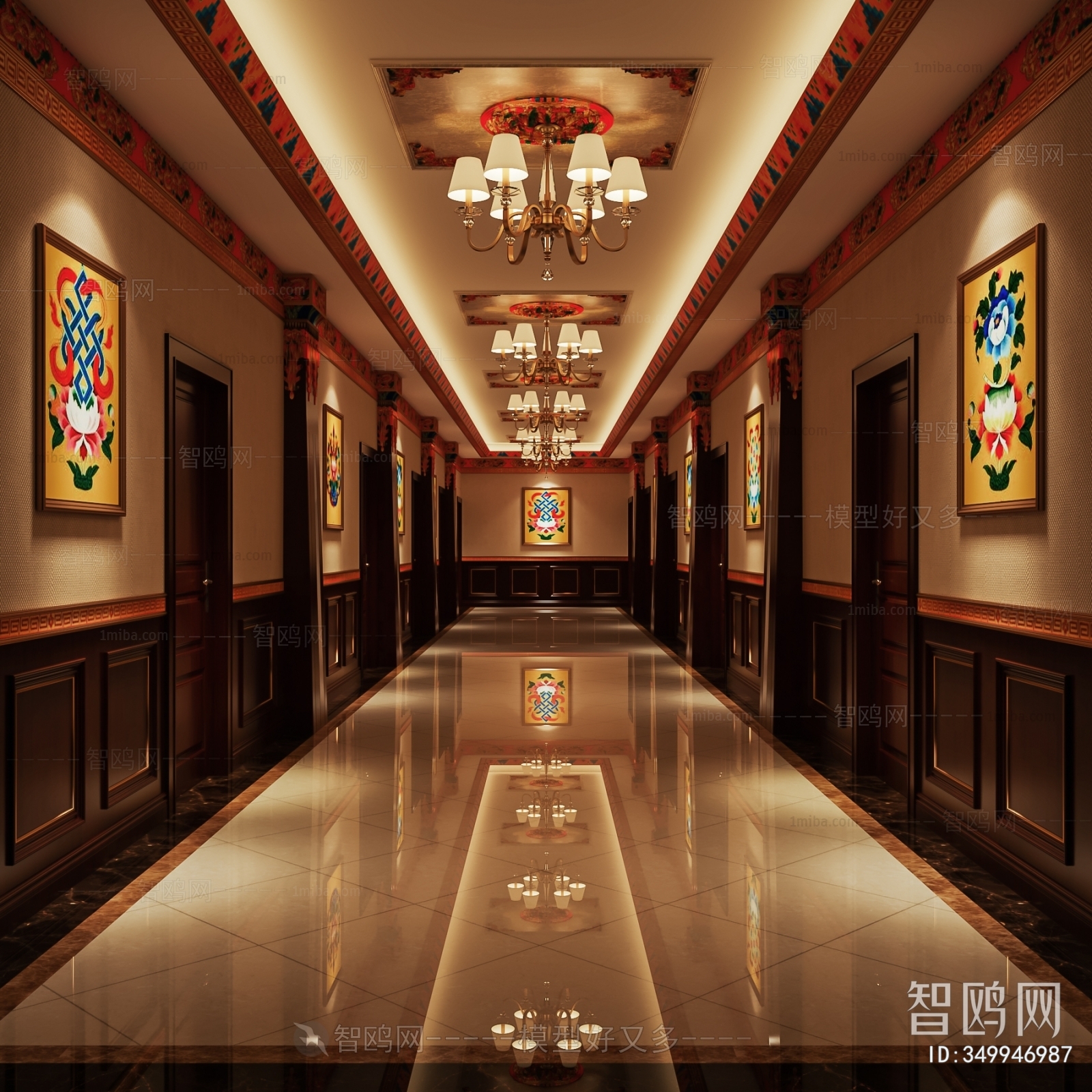 中式藏式酒店过道