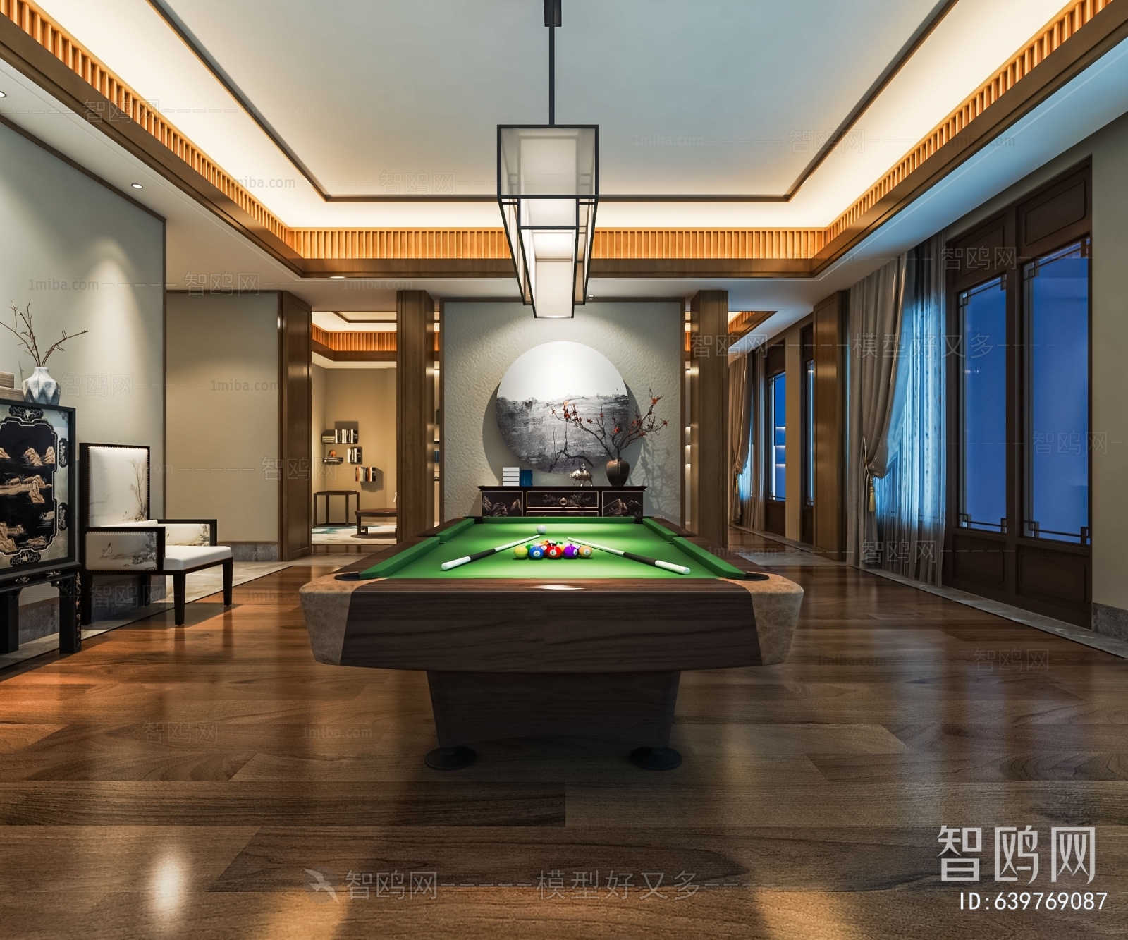 New Chinese Style Billiards Room